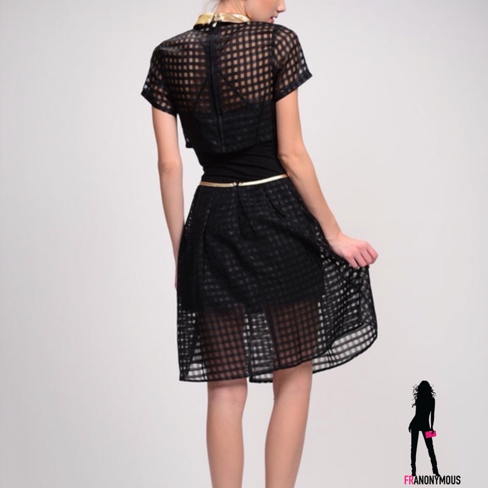 Black Gold Lined Top and Skirt - Picture 3 of 6